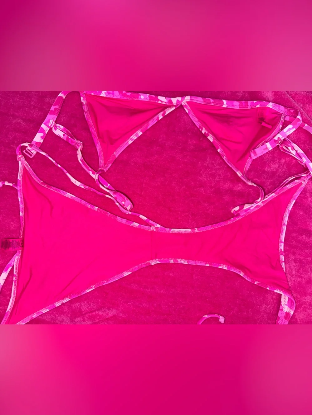 SKIMS Pink Camo Triangle String Bikini